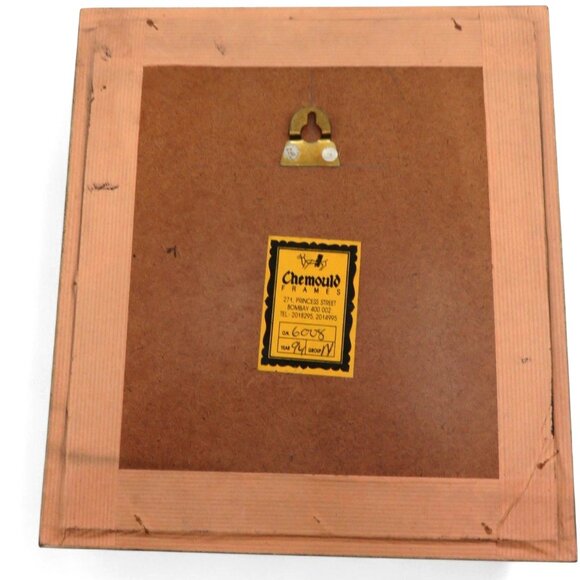 DRAGON on Bicycle NEEDLEPOINT Framed in Black Wood Frame 10.7 x 9.5" Vintage - Picture 9 of 10